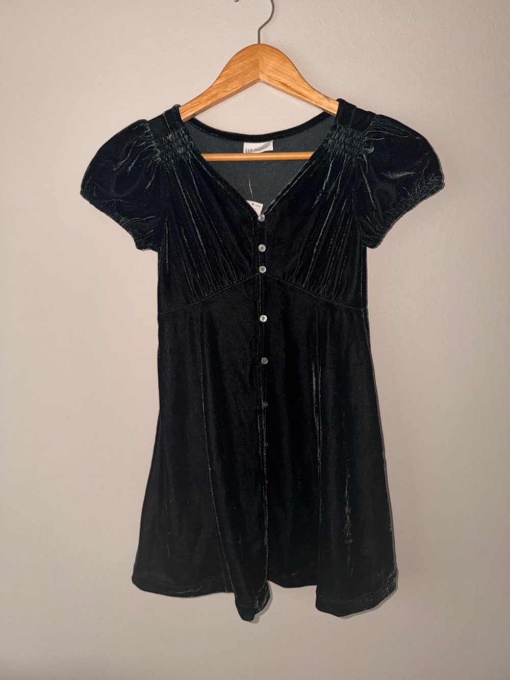 GAP hunter green Velvet Button-Front Dress